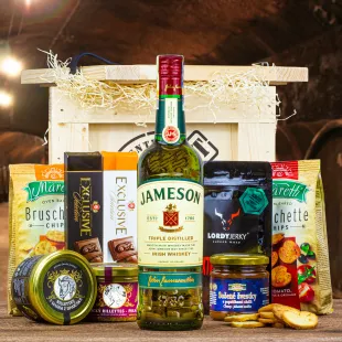 Dárková Bedna s páčidlem Jameson | Standardní víko, Víko s gravírovaným textem, Víko s vánočním motivem
