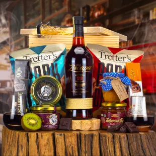 Dárková Bedna s páčidlem Zacapa | Standardní víko, Víko s gravírovaným textem, Víko s vánočním motivem