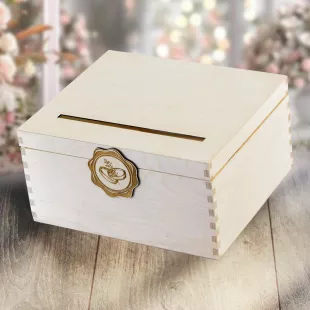 Dřevěná pokladnička pro novomanžele s gravírováním na míru 29×25×15 cm CONTRABAND.ZONE