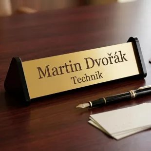 Jmenovka na stůl zlatá - akryl
