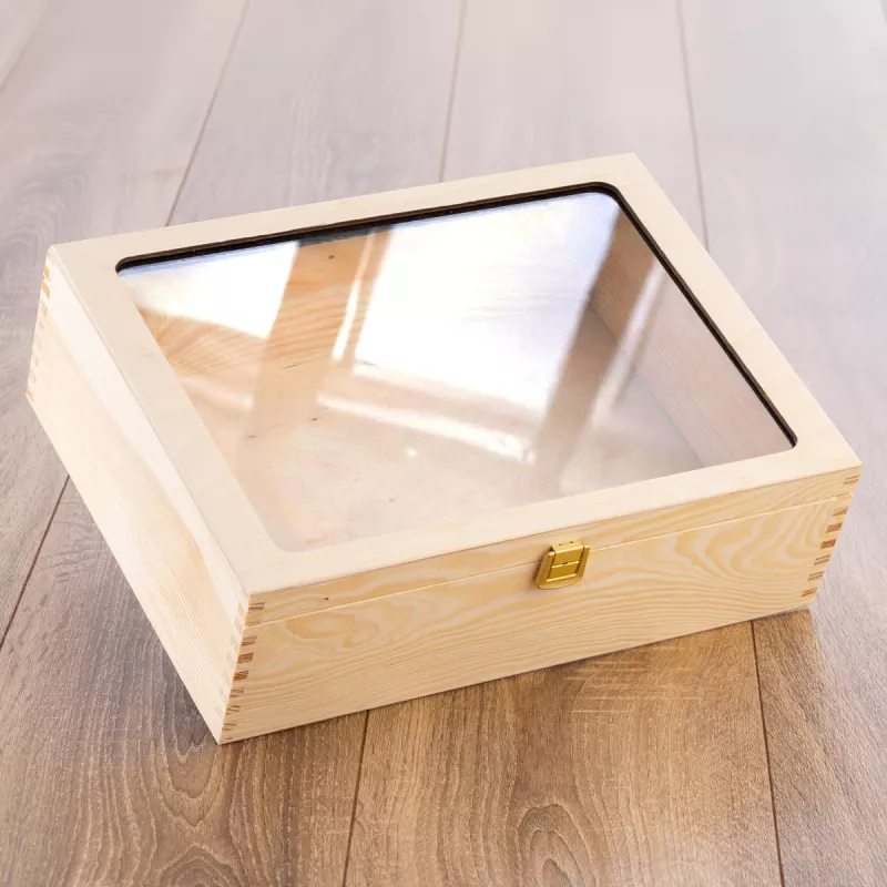 Dárková dřevěná Krabice se Sklem 34x25 cm