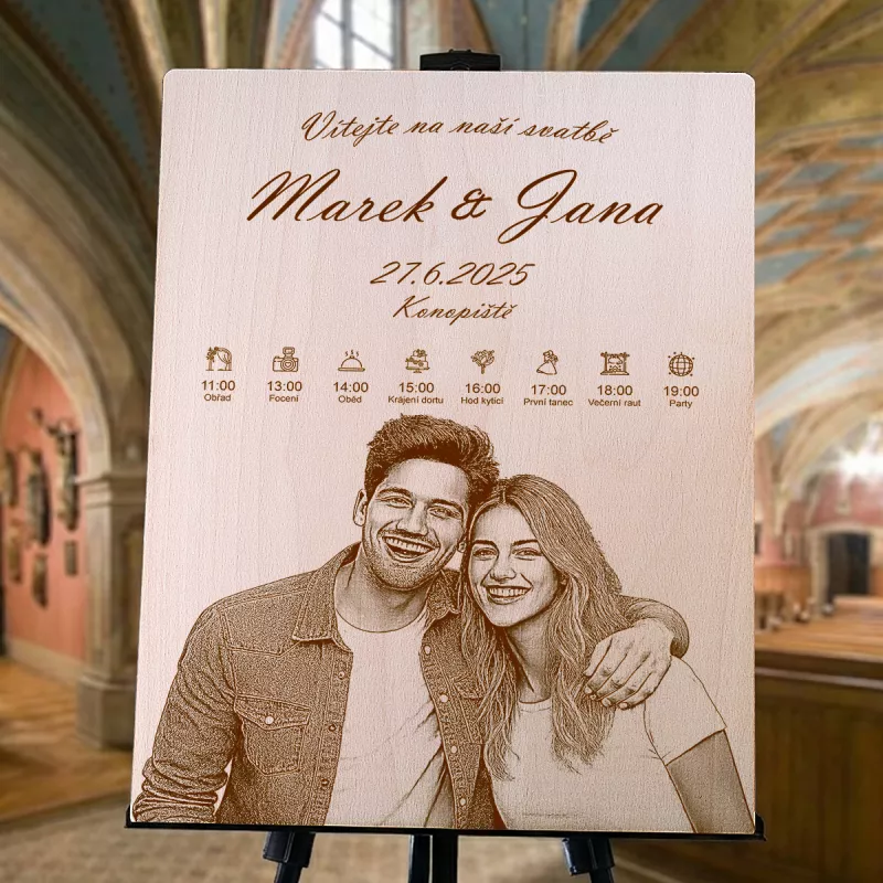 Uvítací Cedule Gravírované Dřevo Obdélník