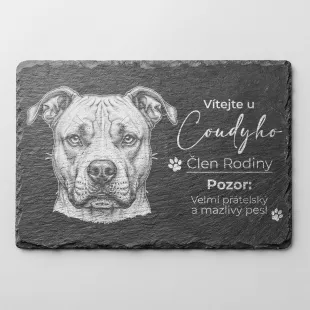 Tabulka Pozor Pes Břidlice Americký Stafordšírský Terier