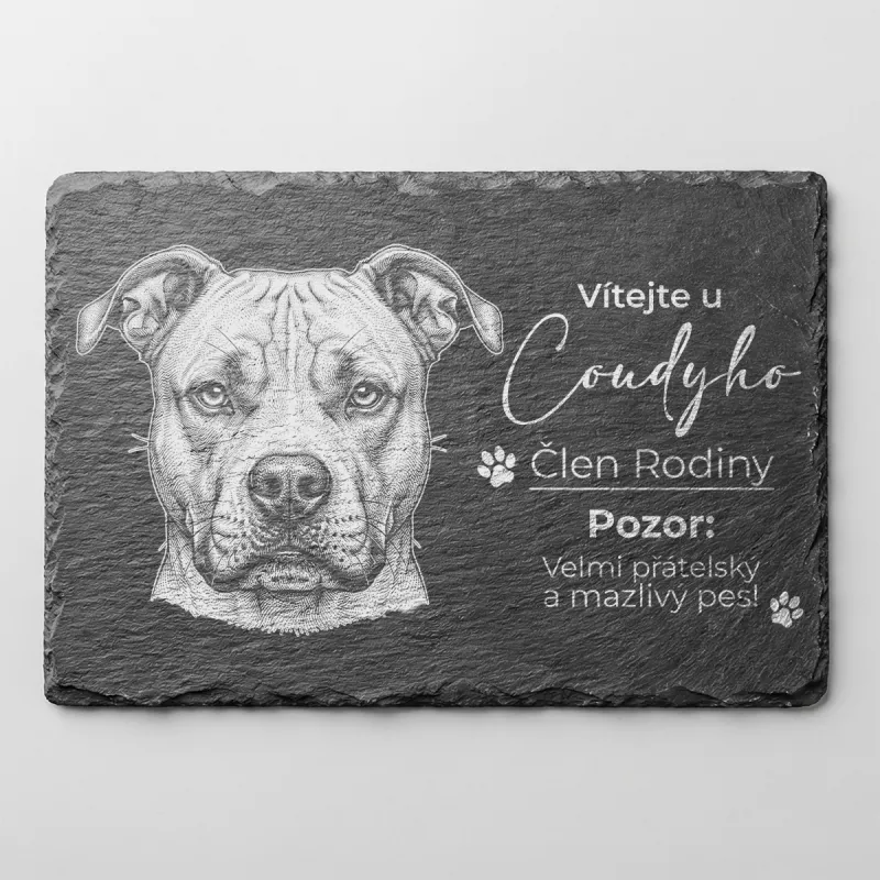 Tabulka Pozor Pes Břidlice Americký Stafordšírský Terier