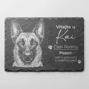 Tabulka Pozor Pes Břidlice Belgický Ovčák