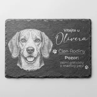 Tabulka Pozor Pes Břidlice Bígl