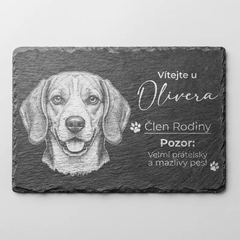 Tabulka Pozor Pes Břidlice Bígl