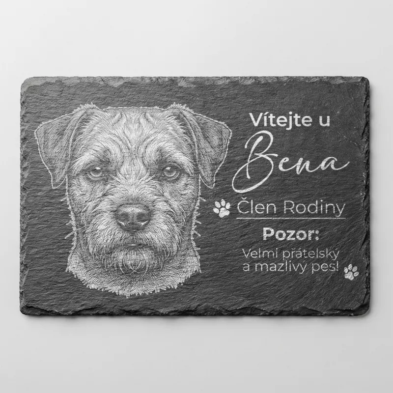 Tabulka Pozor Pes Břidlice Border Terier