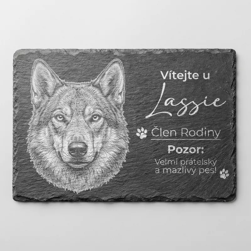 Tabulka Pozor Pes Břidlice Československý Vlčák