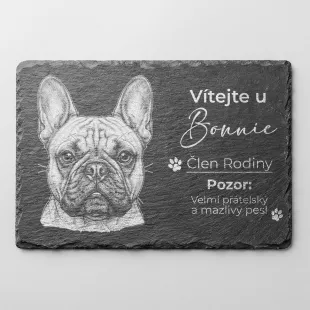 Tabulka Pozor Pes Břidlice Francouzský Buldoček