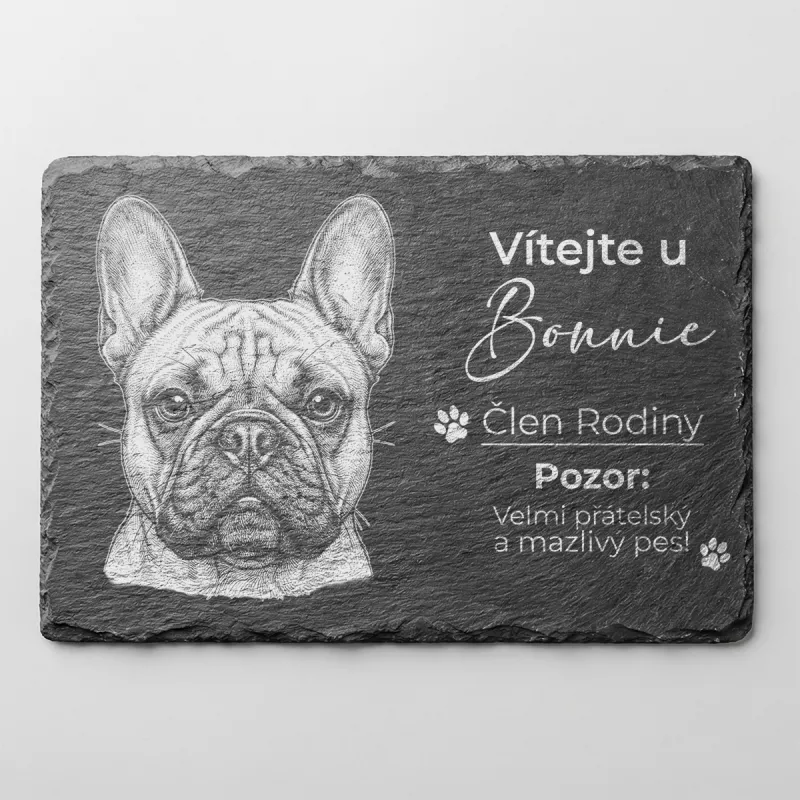 Tabulka Pozor Pes Břidlice Francouzský Buldoček