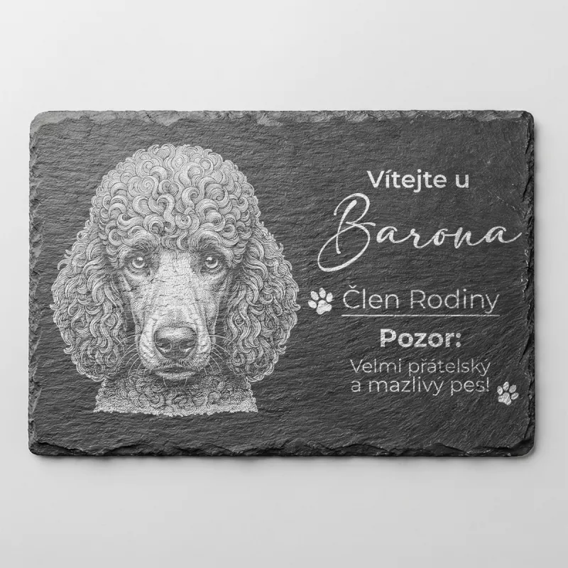 Tabulka Pozor Pes Břidlice Pudl Královský