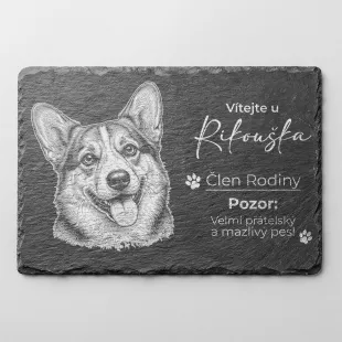 Tabulka Pozor Pes Břidlice Welsh Corgi