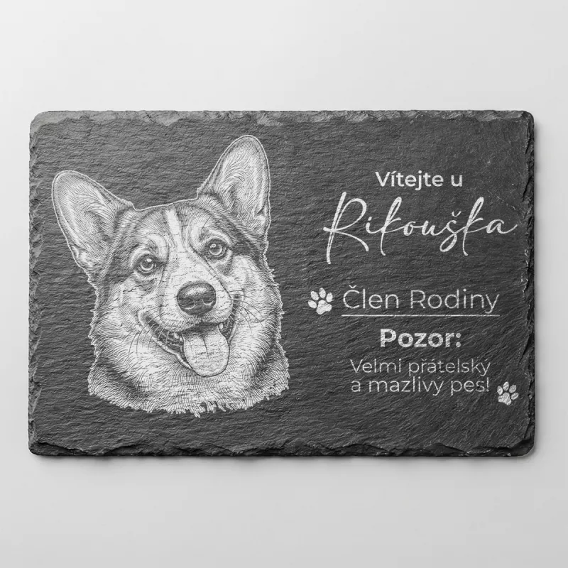 Tabulka Pozor Pes Břidlice Welsh Corgi