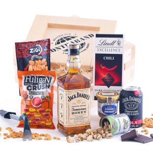 Dárková bedna s páčidlem Jack Daniels Honey Contraband originální dárek pro muže