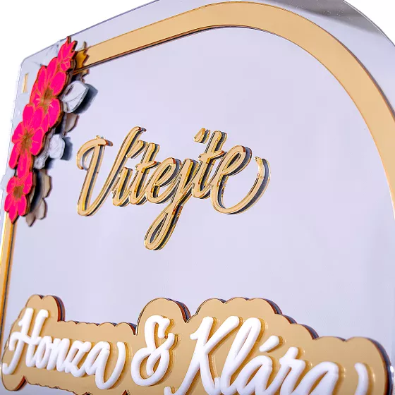 Svatební vítací tabule stříbrná zrcadlová