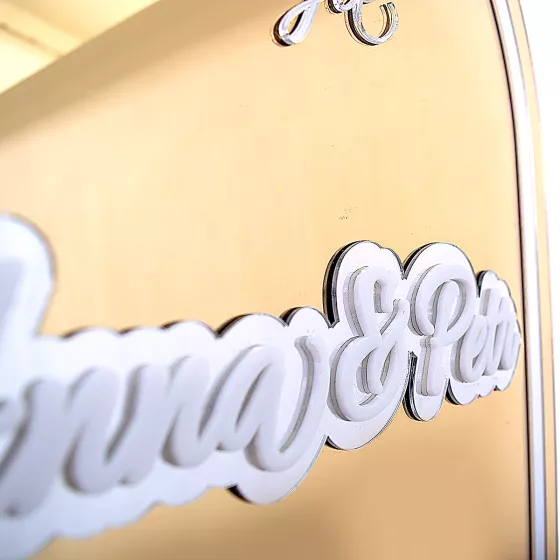 Svatba - uvítací cedule - zlaté zrcadlo lesk